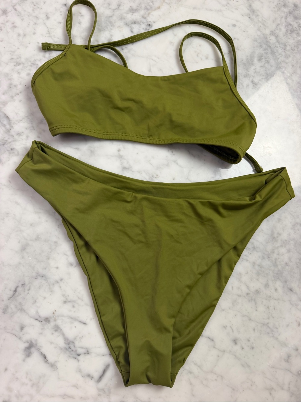 Jolyn Clothing Olive Green Scoop Bikini Set